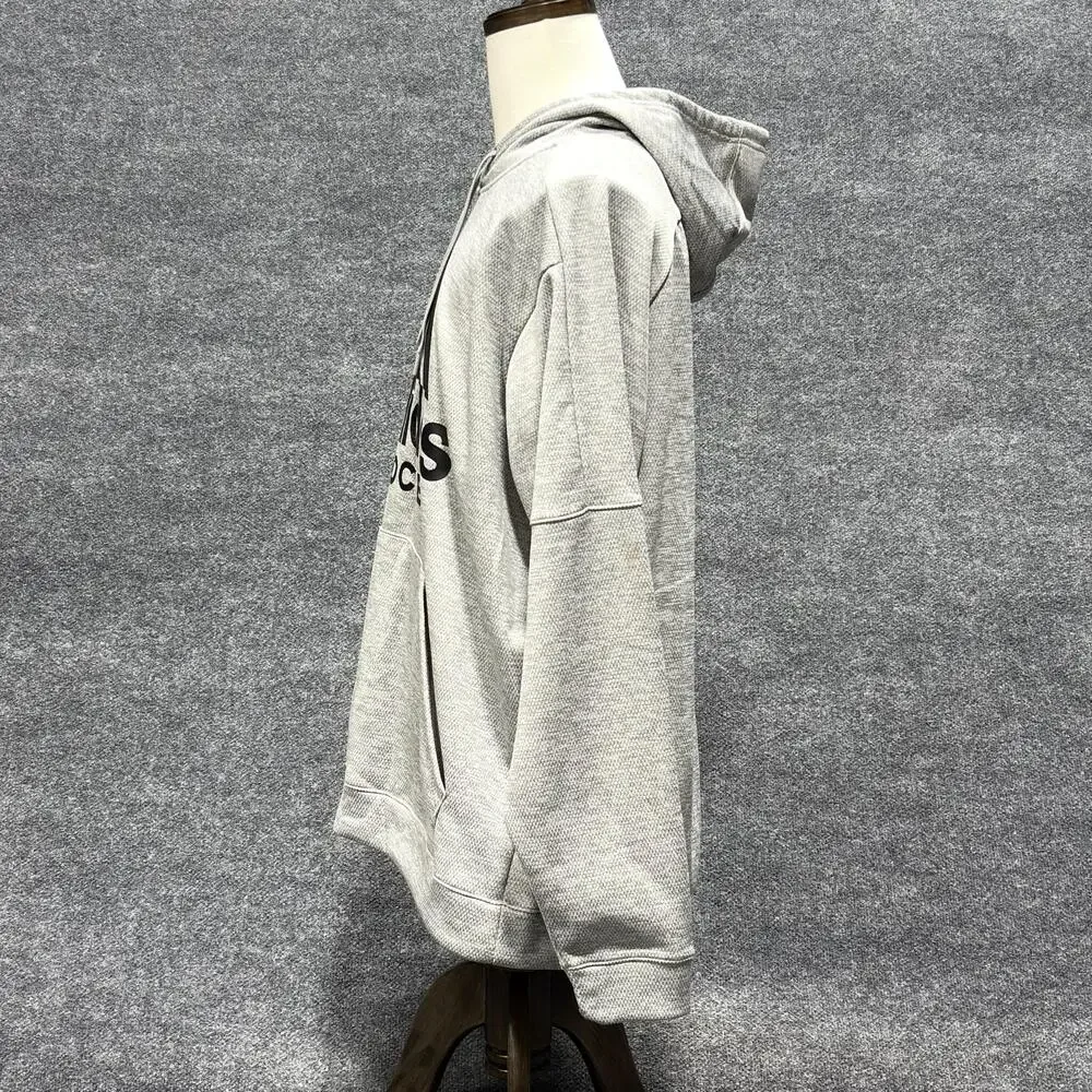 Adidas Hoodie Mens 2XL Gray Hockey Graphic Logo Pullover Sweatshirt Spell Out